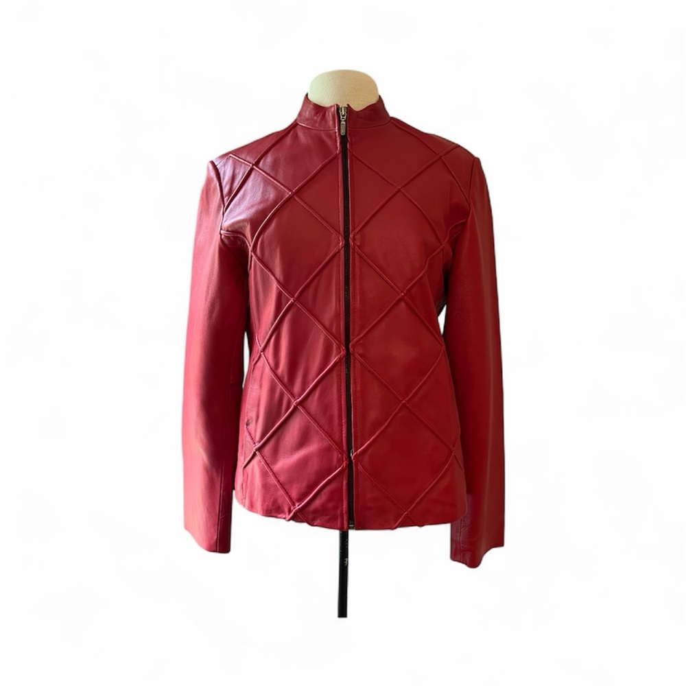 NYC Whet Blu Red Leather Jacket for Women